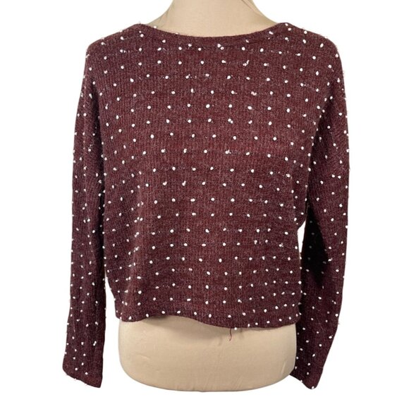 Altar'd State Cropped Sweater Rust Cream Dot Size S Small Lightweight - Picture 1 of 7